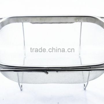 Flexible strainer basket/collapsible colander/ extendable mesh basket/ Oil strainer/ Stainless steel oil filter screen