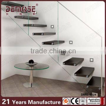 prefab modern railing tempered glass panel floating stairs