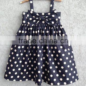2015 Fashion Summer Kids Gold Polka dots dress with lovely BOW