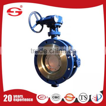 Double flange Full PTFE Three eccentric metal hard butterfly valve with pneumatic actuator