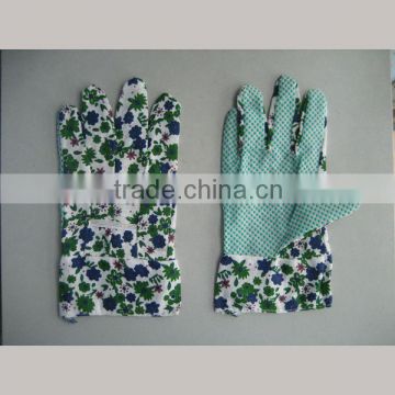 Women's cotton pvc dotted garden gloves