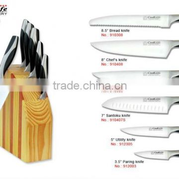 HOT SELL 7Pcs Plastic & Stainless Steel Handles Knives Set Stainless steel cutlery sets