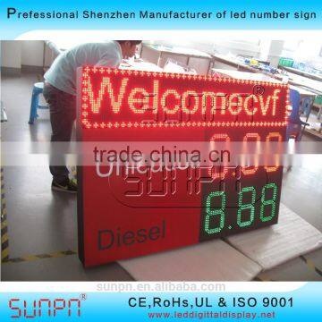 Texas outdoor LED diesel price sign led numeric sign