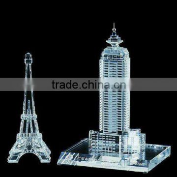 Pure K9 3D crystal mansion model crystal edifice model crystal Eiffel Tower(R-1065