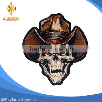 High quality top sale cheap custom design embroidery skull with hat patch