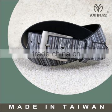 [Taiwan YM] pin buckle casual style men stripe leather belt