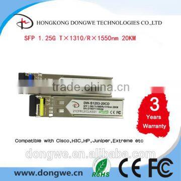 Cisco Compatible BIDI SFP Module GLC-BX-U 1.25G 1310/1550nm 20km Reach