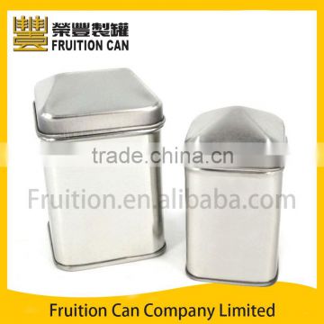 Small Square Premium Tea Tin Can with House Roof Shaped Lid
