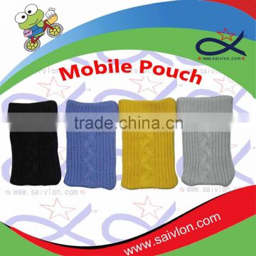 Multi color cotton knitted mobile phone bag