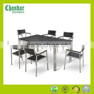 Modern Polywood Furniture Brushed Aluminum Frame Dining set,Aluminum table and chairs