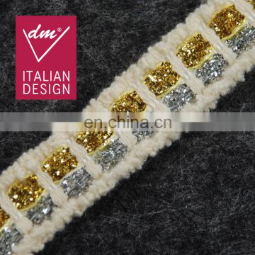 Top hot design fashion gold/silver lurex cotton tape trim