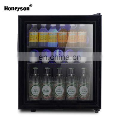Honeyson hot 42L glass door soft drink hotel room mini fridge refrigerator
