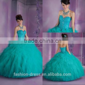 Gorgeous Beaded Sweetheart Neckline Ball Gown Quinceanera Dresses Turquoise