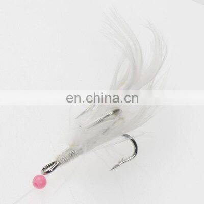 New process white silk bonding fishing treble hook with feather  hook