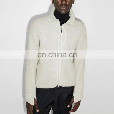 wholesales oem services custom logo men's jacket fashion white fleece coat jacket