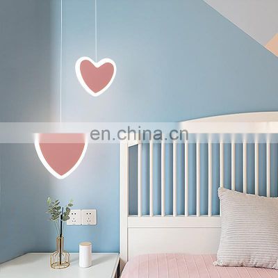 Cartoon Butterfly LED Pendant Lights Bedroom Children's Room Beside Table Hanging Lamps Pink/White Chandelier Heart-Shaped Decor