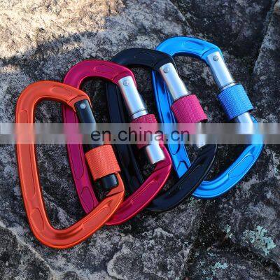 JRSGS Amazon Hot Selling Wholesale D Shape Lightweight Aluminum Climbing Carabiner Clip with Snap Lock Customized LOGO S7101B