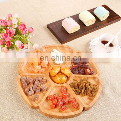 Kitchen Multifunction Seven-grid Round Design Food Serving Plate Wooden Dry Fruit Tray