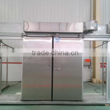 double-leafed sliding cold room door with stainless steel