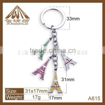 Fashion metal colorful eiffel tower keychain