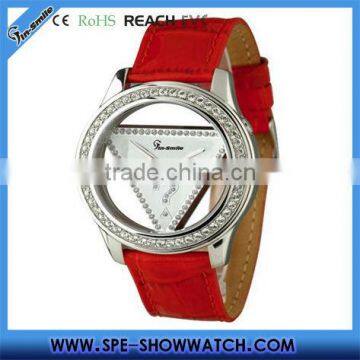 Iconic Pattern Leather Transparent Dial Watch