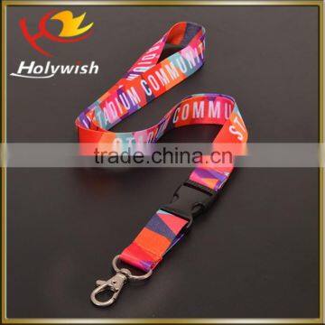 New custom flat polyester sublimation lanyard with keyring