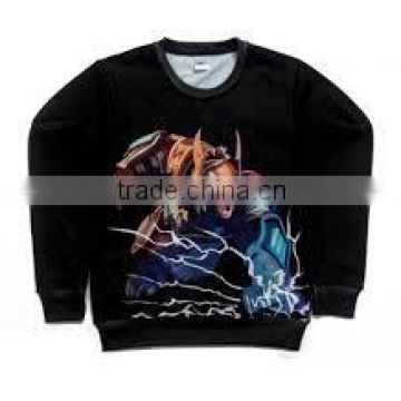 100% Polyester Pullover Crew Neck Sublimated Black Sweat Shirt with Thunder artwork
