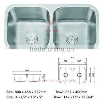 Double bowl sink Stainless Steel undermount D59