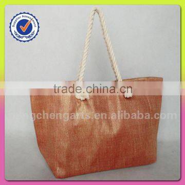 High quality women tote style handbag jute and cotton material shoulder bag cotton handle