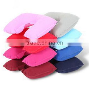 inflatable colorful flocked travel pillow