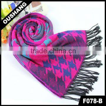 F078-B Fushia Hoodstooth Fashion Ladies Cape