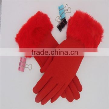 Hot! Elegent Red Micro Velvet Gloves For Fashionable Ladies