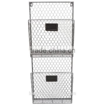 2 Tier Wall Mounted Metal Storage Baskets / Magazine Rack / File Organizer