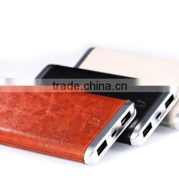 Shenzh Supplier , New Product 6000Mah Power Bank/Phone Power Banks Charger, leather 2 OUTPUT portable power bank with MSDS