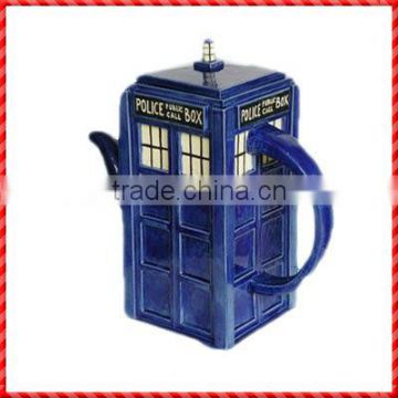 Blue booth shaped creative decorative tea kettles