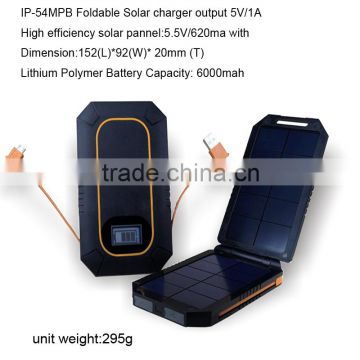 Water proof mini solar power bank 5000mah with Hanging hole and super led light