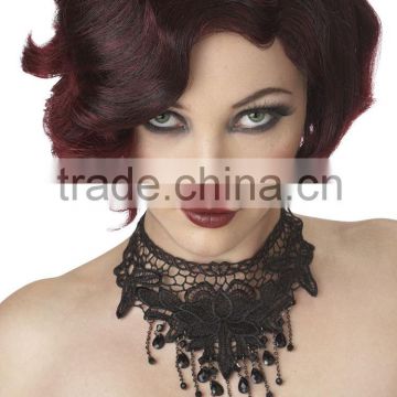 High quality heat resistant black and red short halloween costume wig