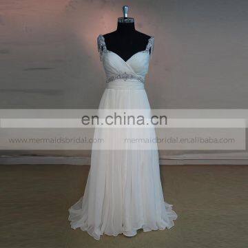 classic boho chiffon bohemian wedding dress with beads belt
