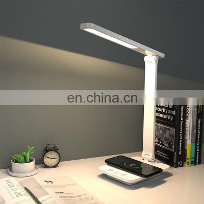 Dimmable Eye-Friendly Led Wireless Charge Table Lamp Foldable USB Charging Led Desk Lamp With Wireless Charging Function