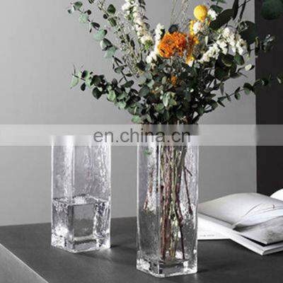 Tabletop Decoration Wholesale Nordic Home Wedding Creative Unique Decorative Clear Luxury Flower Glass Vase Square