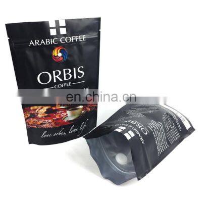 Wholesale stand up aluminum foil zipper custom printing coffee bag with valve