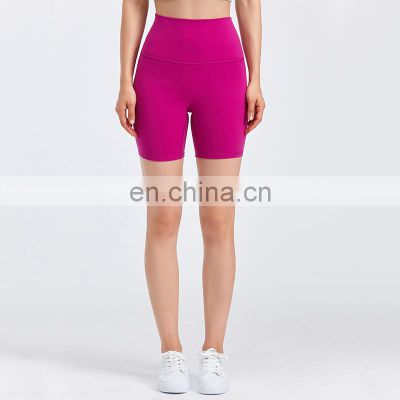 Newest Design No Front Rise Seam High Waist Sports Gym Yoga Shorts Women Training Athletic Running Wear Short Pants