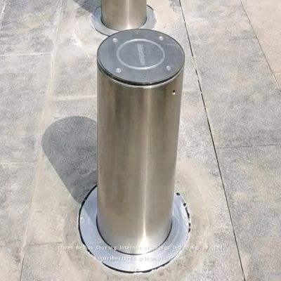 Custom Shopping Mall Waterproof High Security Access Warning Led Light Electric Retractable Barrier Automatic Rising Bollard