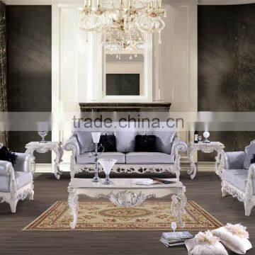 Elegant hand-carved white frame sofa set XYN487