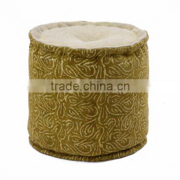 Natural Fibres Cotton Printed Cylindrical pouf ottoman