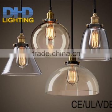 Light bulb pendant light copper glass restaurant pendant light single pendant light vintage retractable wall lamp american style