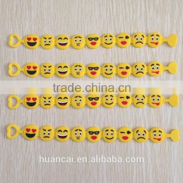 2016 New product custom emoji cute smiley face soft toys silicon bracelet