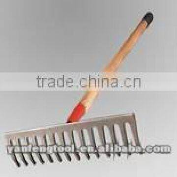 rail steel rakke with wooden handle RM004-16L