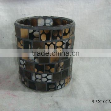 SHELL MOSAIC GLASS CANDLE HOLDER