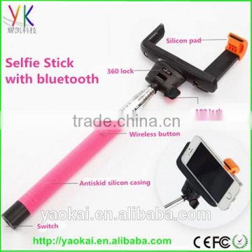colorful wireless monopod bluetooth selfie stick, flexible monopod selfie stick